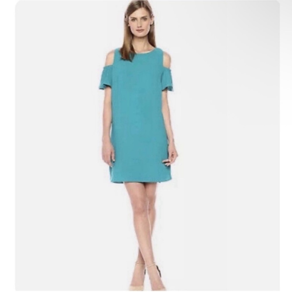 Amanda Uprichard Dryden dress teal blue cold shoulder shift